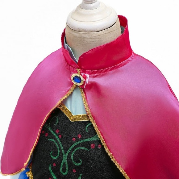 Girls Anna Long Sleeve with Cape Dress Christmas Princess Costume 4-5T birthday - Picture 4 of 6